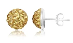 Halvkugle ørestikker i sølv med krystal / 4 farver