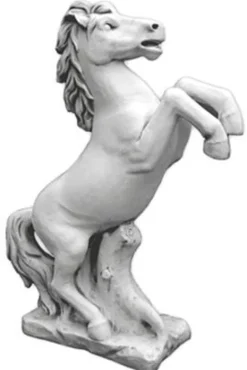 Hest i hvid beton - Stejlende hestefigur 130cm