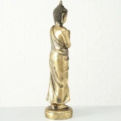 Høj 80cm Buddha figur i guld antik - SÆT