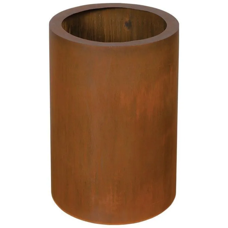 Høj cylinder krukke i corten stål rust - H.60cm + H.80cm