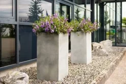 Høj krukke i glasfiber - 60cm eller 80cm - sort eller grå - VANDTÆTTE