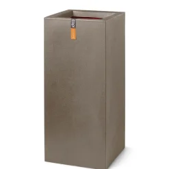 Høj rektangulær plantekrukke i varm taupe - 79x36x36