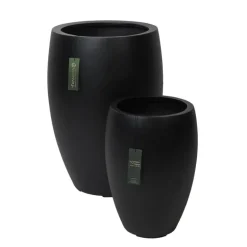 Høj rund udendørs frostsikker krukke i let Terrazzo look - SÆT - 5 års garanti