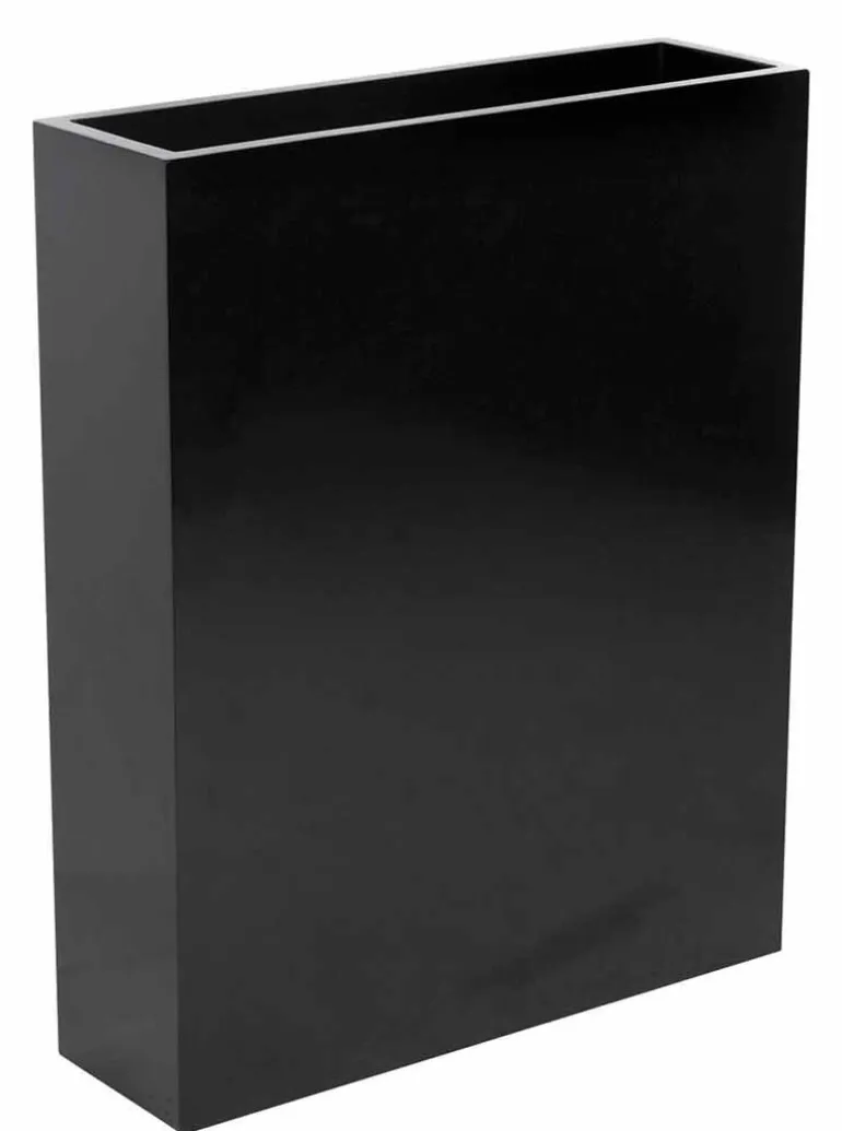 Høj smal mat sort krukke med indsats / rumdeler i glasfiber / Indendørs