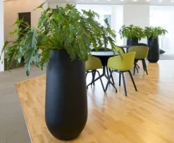 Høj sort krukke i glasfiber - 70cm + 100cm