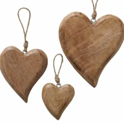 Hjerter i mangotræ med hampesnor