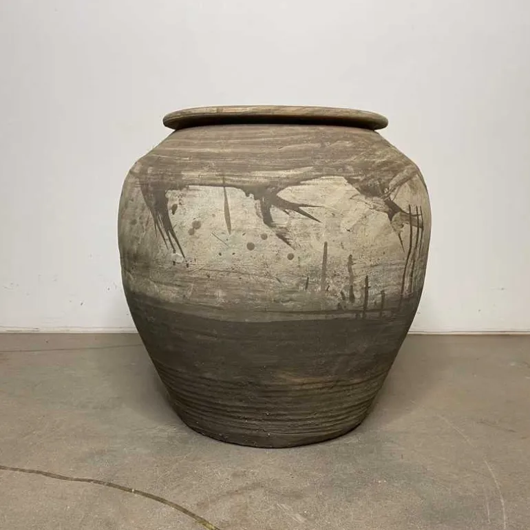 Håndlavet Vintage krukke i keramik - H.43xØ.47cm