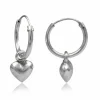 Hoop creoler sølvøreringe med hjerte