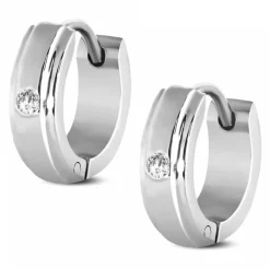 Hoop øreringe i stål med zirkon