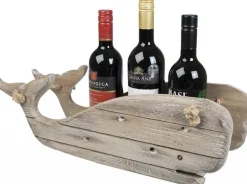 Hval vinholder i drivtømmer farvet træ