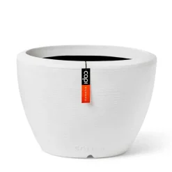 Hvid konisk krukke granite white rib - Livstidsgaranti - Op til Ø.75cm