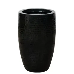 Indendørs krukker i sort lakeret metal med hammered finish / 3str.