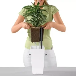 Indendørs Lechuza Plantepotte med indsats og selvvanding - Hvid + Antrazit