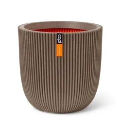 Indendørs plantekrukke i varm taupe med ribber - Ø.35cm + Ø.43cm + Ø.54