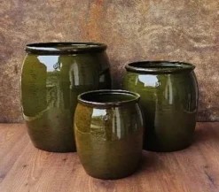 Indendørs plantekrukker i metal - sæt 3stk - Beige & Grøn