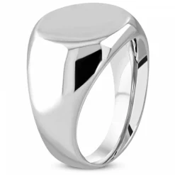 Klassisk signet stålring til herre
