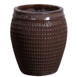 Kæmpe glaserede krukker i keramik - brun blank - op til Ø.81cm