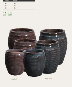 Kæmpe glaserede krukker i keramik - brun blank - op til Ø.81cm