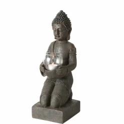 Knælende Buddha med lysglas