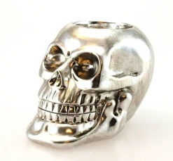 Kranie / Dødningehoved lysestage silver