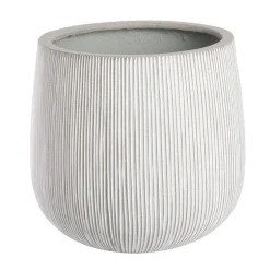 Krukke i Fiberstone med lodrette riller - 2 str - hvid antik eller Grå