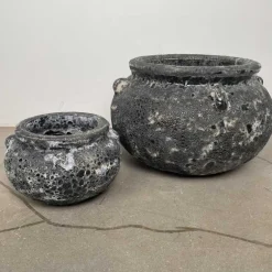 Krukkesæt i lava look / Vintage Keramik - 3 farver