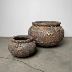 Krukkesæt i lava look / Vintage Keramik - 3 farver