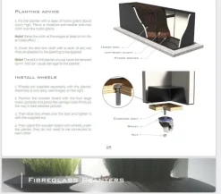 Kubiske krukker i glasfiber / polyester med hjul - 50x50 + 60x60 + 70x70 - 3str