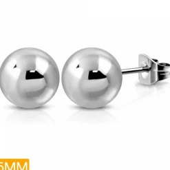Kugle ørestikker i stål - sort eller blank