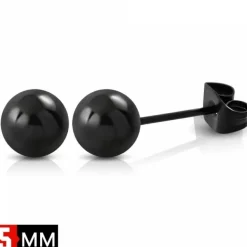 Kugle ørestikker i stål - sort eller blank