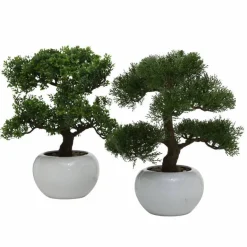 Kunstige Bonsai træer i keramik potte - kasse med 4stk