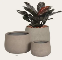 Lav sand / beige krukke H.40xØ.56cm - M/U Hjulsæt