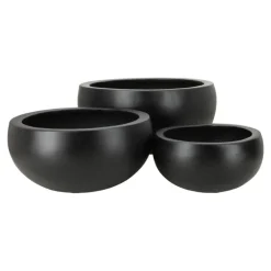 Lav udendørs frostsikker sort havekrukke med let nistret look - SÆT - 5 års garanti