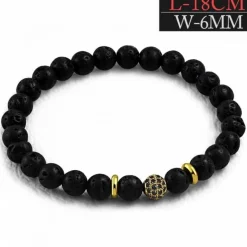 Lava Kuglearmbånd med spacere og kugle med CZ - 4mm eller 6mm