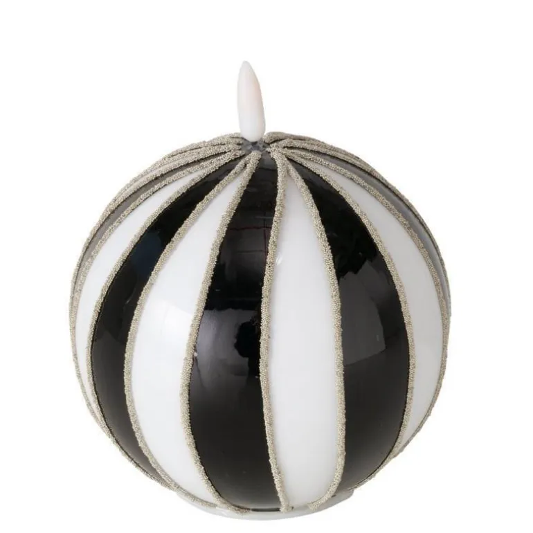 LED rund kugle lysestage i glas med timer