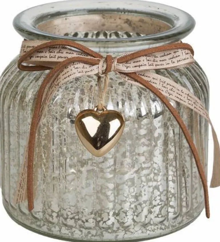 Lysestage / vase med læder & hjerte