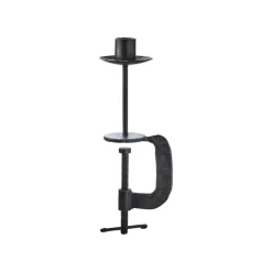 Lysestage i jern med skruetvinge til bordkant, vindueskarme og reoler