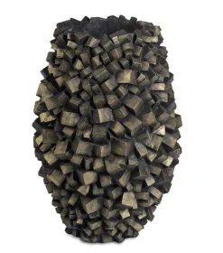 Mattone vase med antik gold cubes - H.110xØ.50cm