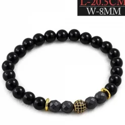 8mm agat kuglearmbånd med CZ kugle - 20,5cm