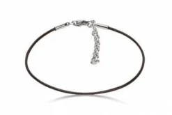 1mm Mokka læderarmbånd med stål lås