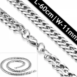 11mm panserhalskæde i rustfri stål - 60cm