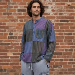 Patchwork bondeskjorte til Herre - 3 Modeller