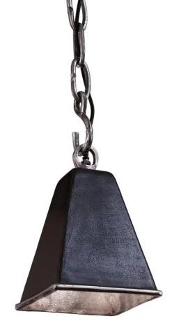 Pendel/Hængelampe i rå sort aluminium med kæde - 17x17cm