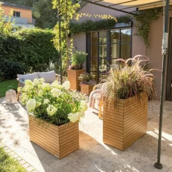 Plantekasser i Eukalyptus Træ Med Selvvanding - M/U Hjul
