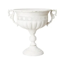 Potteskjuler / Opsats / Pokal på fod med ører - antik hvid - H.42xØ.35