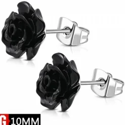 Rose ørestikker i rustfri stål med resin - 3 farver