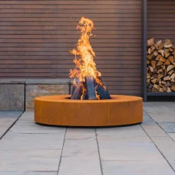 Rund eller firkantet bålsted / ildsted i corten stål - Bålgrill M/U grillrist