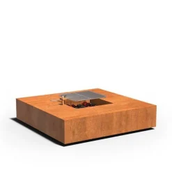 Rund eller firkantet bålsted / ildsted i corten stål - Bålgrill M/U grillrist