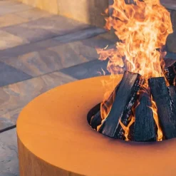 Rund eller firkantet bålsted / ildsted i corten stål - Bålgrill M/U grillrist