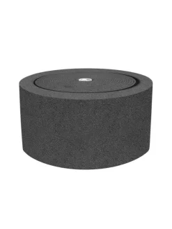 Rund lav Vandfontæne i stenlook med LED lys - sort eller grå